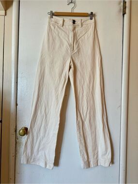 Creatures Of Comfort High-Rise Cream Wide-Leg Pants Usa/Nyc Made | Women's 4